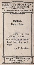 1927 Army Club Beauty Spots of Great Britain (Small) #23 Matlock.  Darley Dale. Back