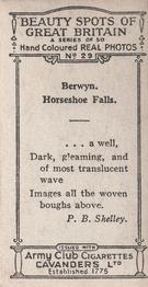 1927 Army Club Beauty Spots of Great Britain (Small) #29 Berwyn.  Horseshoe Falls. Back