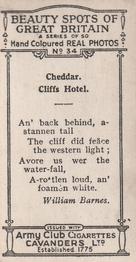 1927 Army Club Beauty Spots of Great Britain (Small) #34 Cheddar. Cliffs Hotel. Back
