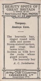 1927 Army Club Beauty Spots of Great Britain (Small) #39 Torquay.  Ansteys Cove. Back