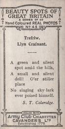1927 Army Club Beauty Spots of Great Britain (Small) #45 Trefriw.  Llyn Crafnant. Back