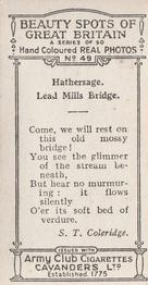 1927 Army Club Beauty Spots of Great Britain (Small) #49 Hathersage, Kead Mills Bridge Back