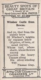 1927 Army Club Beauty Spots of Great Britain (Small) #50 Windsor Castle from Brocas Back