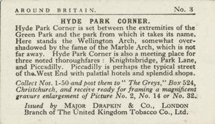 1929 Major Drapkin & Co. Around Britain (Small) #3 Hyde Park Corner, London Back