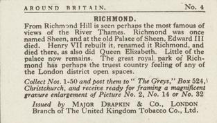 1929 Major Drapkin & Co. Around Britain (Small) #4 The Thames at Richmond Back