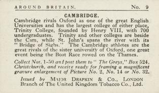 1929 Major Drapkin & Co. Around Britain (Small) #9 St Johns College Bridge, Cambridge Back