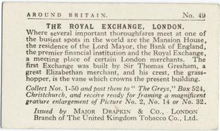 1929 Major Drapkin & Co. Around Britain (Small) #49 Royal Exchange, London Back