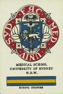1929 Wills's Crests and Colours of Australian Universities, Colleges and Schools #7 Medical School, University of Sydney Front