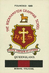 1929 Wills's Crests and Colours of Australian Universities, Colleges and Schools #8 Rockhampton Grammar School Front