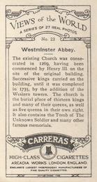 1927 Carreras Views of the World #23 Westminster Abbey Back