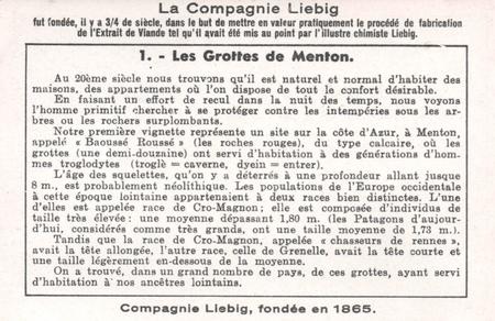 1940 Liebig Habitations Primitives (Ancient Dwellings) (French Text) (F1408, S1412) #1 Les Grottes de Menton Back