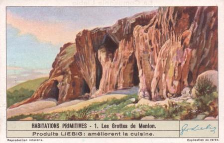 1940 Liebig Habitations Primitives (Ancient Dwellings) (French Text) (F1408, S1412) #1 Les Grottes de Menton Front