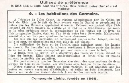 1940 Liebig Habitations Primitives (Ancient Dwellings) (French Text) (F1408, S1412) #6 Les habitations des Germains Back