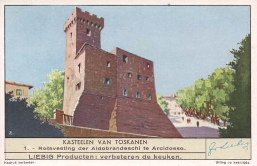 1940 Liebig Kasteelen van Toskanen (Castles of Tuscany) (Dutch Text) (F1409, S1413) #1 Rotsvesting der Aldobrandeschi te Arcidosso Front