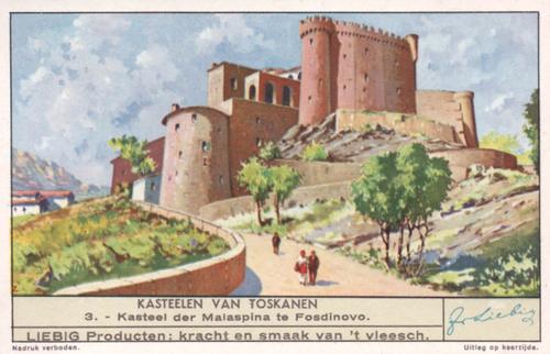 1940 Liebig Kasteelen van Toskanen (Castles of Tuscany) (Dutch Text) (F1409, S1413) #3 Kasteel der Malaspina te Fosdinovo Front