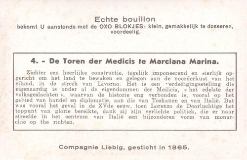 1940 Liebig Kasteelen van Toskanen (Castles of Tuscany) (Dutch Text) (F1409, S1413) #4 De Toren der Medicis te Marciana Marina Back