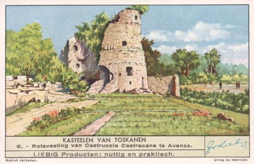 1940 Liebig Kasteelen van Toskanen (Castles of Tuscany) (Dutch Text) (F1409, S1413) #6 Rotsvesting van Castruccio Castracane te Avenza Front