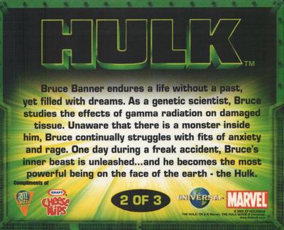 2003 Nabisco Cheese Nips Incredible Hulk #2 Hulk Back