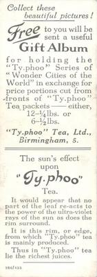 1933 Ty-phoo Tea Wonder Cities of the World #9 Cape Town, South Africa Back