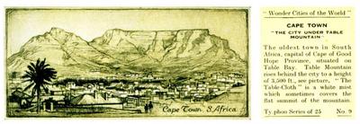 1933 Ty-phoo Tea Wonder Cities of the World #9 Cape Town, South Africa Front