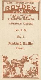 1936 Raydex African Types #1 Making Kaffir Beer Back