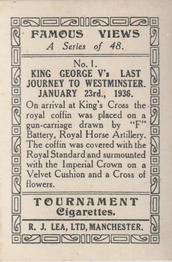 1936 R.J. Lea Famous Views #1 King George Vs last journey to Westminster Back