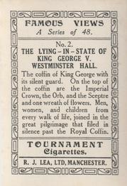 1936 R.J. Lea Famous Views #2 The lying-in-state of King George V Back