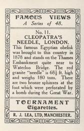 1936 R.J. Lea Famous Views #11 Cleopatra's Needle, London Back