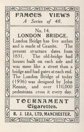 1936 R.J. Lea Famous Views #14 London Bridge Back