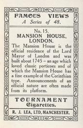 1936 R.J. Lea Famous Views #15 Mansion House, London Back