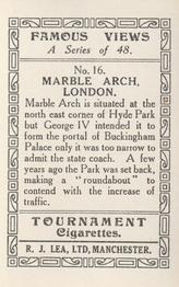 1936 R.J. Lea Famous Views #16 Marble Arch, London Back