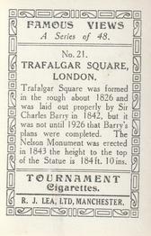 1936 R.J. Lea Famous Views #21 Trafalgar Square, London Back