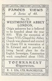 1936 R.J. Lea Famous Views #23 Westminster Abbey, London Back