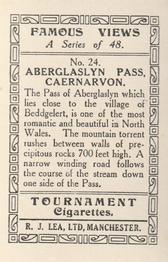 1936 R.J. Lea Famous Views #24 Aberglaslyn Pass, Caernarvon Back