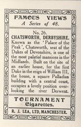 1936 R.J. Lea Famous Views #26 Chatsworth, Derbyshire Back