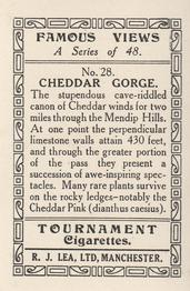 1936 R.J. Lea Famous Views #28 Cheddar Gorge Back