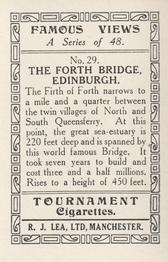 1936 R.J. Lea Famous Views #29 The Forth Bridge, Edinburgh Back