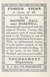 1936 R.J. Lea Famous Views #30 Haddon Hall near Bakewell Back