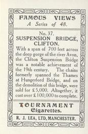 1936 R.J. Lea Famous Views #37 Suspension Bridge, Clifton Back