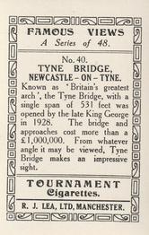 1936 R.J. Lea Famous Views #40 Tyne Bridge, Newcastle-on-Tyne Back