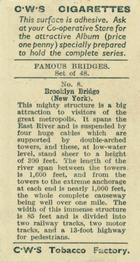 1937 C.W.S. Famous Bridges of the World #8 Brooklyn Bridge Back