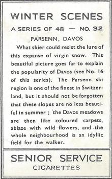 1937 Pattreiouex Senior Service Cigarettes Winter Scenes #32 Parsenn, Davos Back