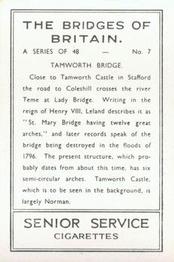 1938 Senior Service The Bridges of Britain #7 Tanworth Bridge Back