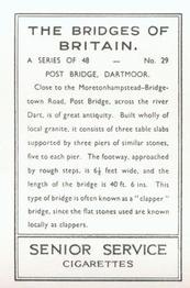 1938 Senior Service The Bridges of Britain #29 Post Bridge, Dartmoor Back