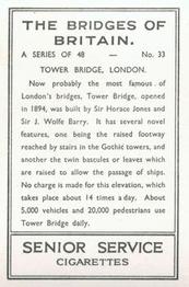 1938 Senior Service The Bridges of Britain #33 Tower Bridge, London Back