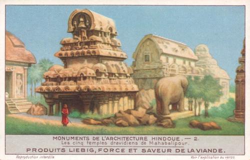 1930 Liebig Monuments de l'architecture Hindoue (Hindu Monuments) (French Text) (F1242, S1243) #2 Les cinq temples dravidiens de Mahabalipour Front