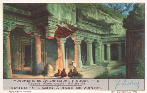 1930 Liebig Monuments de l'architecture Hindoue (Hindu Monuments) (French Text) (F1242, S1243) #6 Façade d'une crypte d'Adjanta Front
