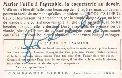 1932 Liebig Fables D'Esope (Aesop's Fables) (French Text) (F1260, S1262) #5 L'ane tetu Back