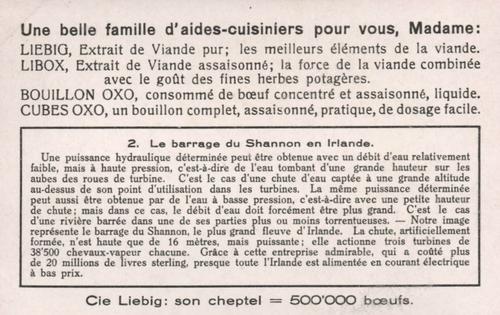 1933 Liebig La Houille Blanche (Hydroelectricity) (French Text) (F1267, S1271) #2 Le barrage du Shannon en Irlande Back