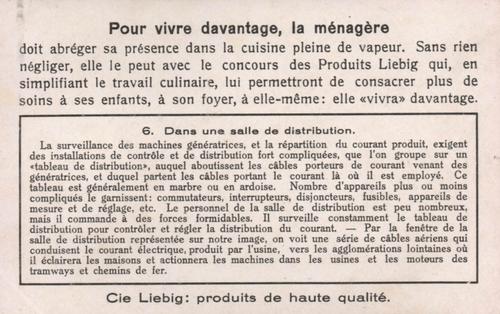 1933 Liebig La Houille Blanche (Hydroelectricity) (French Text) (F1267, S1271) #6 Dans une salle de distribution Back